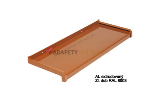 Hliníkový parapet extrudovaný Zlatý dub – šířka 130 mm